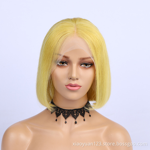 May queen Cheap Human Hair Wig Straight Short Bob Lace Front Wig 100% Virgin Brazilian Hair Transparent Wigs For Black Women